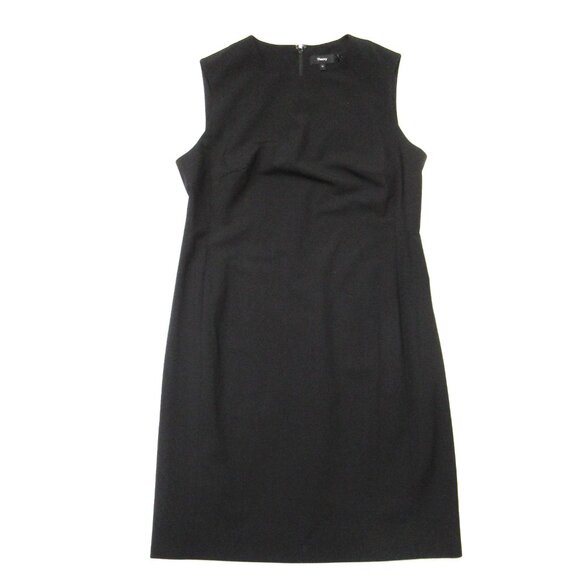NWT Theory Sleeveless Fitted Sheath in Black Traceable Wool Dress 12 - Picture 2 of 5